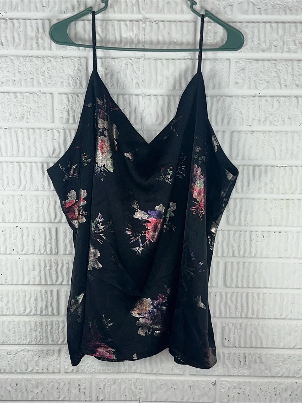 Floral Satin Cami Tank Top - Black Maurice’s Studio Y NWT